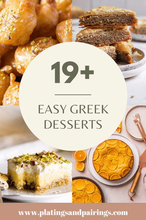 Wondering what the best Greek desserts are? From the famous baklava of Cyprus to the tasty galaktoboureko of Crete, Greek dessert recipes are traditional favorites that tantalize the taste buds. Here are 19+ of the BEST Greek dessert recipes to try! Greek Food Desserts, Greek Pudding Desserts, Greek Lenten Desserts, Best Greek Desserts, Greek Deserts Aesthetic, Vegan Greek Desserts, Mediterranean Greek Recipes, Greek Dessert Recipes Authentic, Authentic Greek Recipes Desserts