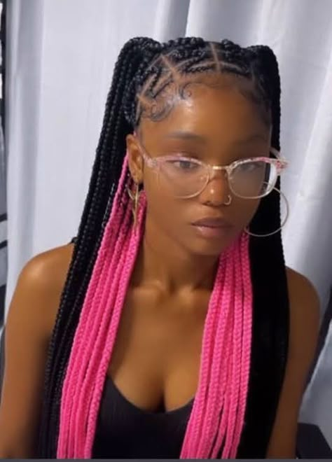 ˚୨୧⋆ @bella2angel Knotless Box Braids With Pink Beads, Hair Styles For Teens Girl Black Braids, Hairstyle Ideas Weave Braids, Hair Styles For 14yrs, Braids For 11yrs, Braids For 9-10, Cute Back To School Braided Hairstyles, Birthday Hairstyles For Black Girls 13, Back To School Hairstyles Weave Braids