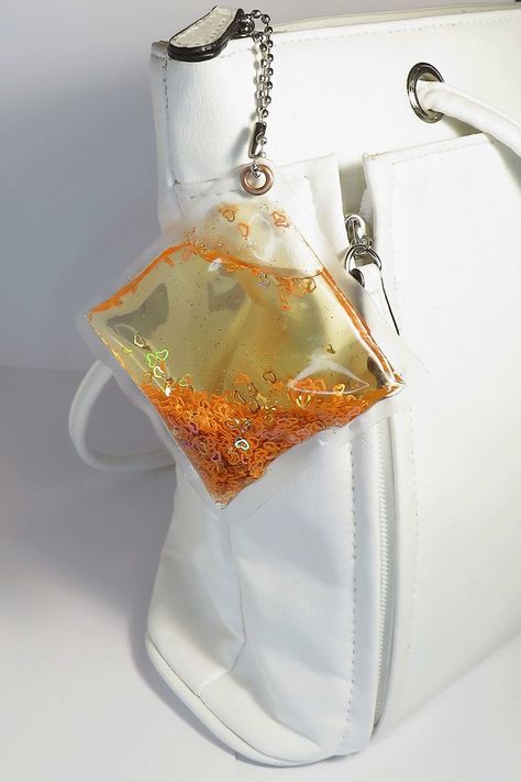 Sensory Space, Glitter Keychain, Bracelet Keychains, Orange And Gold, Cute Keychain, Diy Keychain, Plastic Bags, Rebecca Minkoff Mac, Handmade Shop