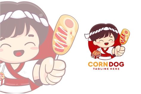 Corn Dog Logo Design, Korean Food Logo Design, Corndog Logo, Korean Food Logo, Logo Food Design, India Street Food, Delhi Street Food, Foods Logo, Korean Logo