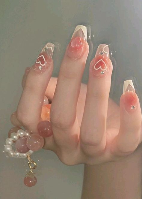 uñas que te serbiran pa cuando te las queras aser chauu Nail Diamond, Korean Nail Art, Nails Yellow, Asian Nails, Heart Nail, Korean Nails, Her Nails, Blush Nails, Cross Art