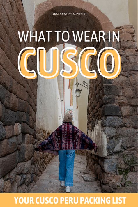 Are you traveling to Cusco, Peru? Do you want to hike to Machu Picchu? In this post, get the most comprehensive Cusco packing list that includes what to pack for Machu Picchu. Get your Machu Picchu packing list and learn what to wear in Cusco, Peru. Peru Outfits Style, Travel Outfit Peru, Packing For Machu Picchu, South America Outfits Travel Fashion, What To Wear In Peru Outfits, Peru Travel Clothes, Peru Hiking Outfit, What To Wear To Machu Picchu Peru, Hiking Machu Picchu