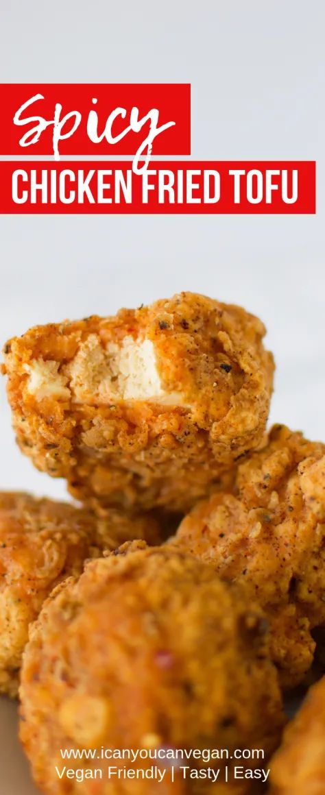 Spicy Chicken Fried Tofu | ICanYouCanVegan Spicy Chicken Fried Tofu Chicken Fried Tofu, Cook Tofu, Tofu Nuggets, Tofu Recipes Vegan, Fried Chicken Recipes, Fried Tofu, Chicken Fried, Krispy Kreme, Tofu Recipes