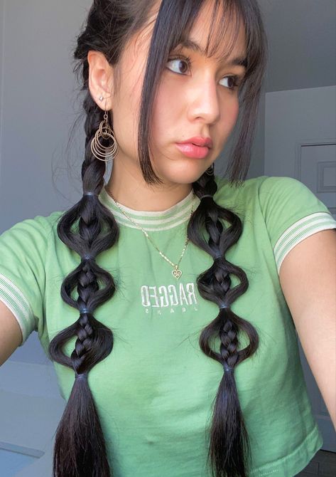 Y2k Homecoming Hairstyles, Fun Y2k Hairstyles, Criss Cross Part Hair, Rave Hair Medium Length, Futuristic Hairstyles Women, 3 Braids Hairstyle, Nordic Hairstyles Women, Alien Hairstyles, Styled Ponytail