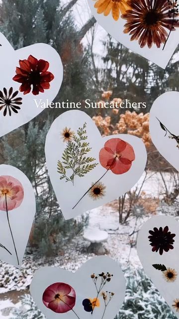 Wax Paper Flowers, Nature Valentines Crafts, Valentine Nature Crafts, Homeschool Valentines Day Ideas, Natural Valentines Decor, Valentine’s Day Homeschool, Classroom Valentines Decor, Valentine Fits, Homeschool Valentines