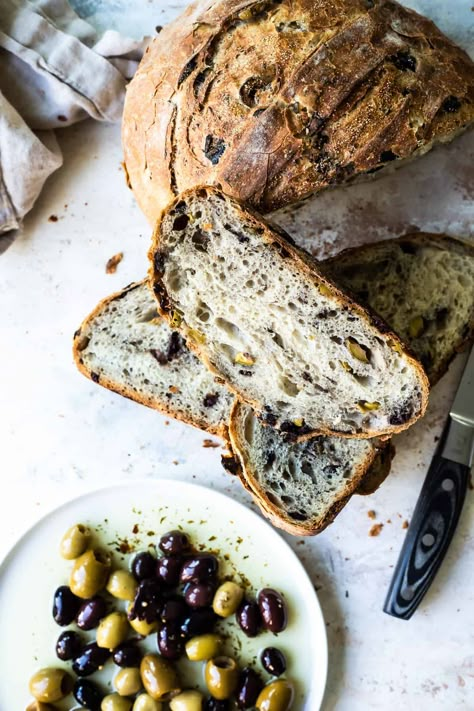 Crusty Homemade Mediterranean Olive Bread Olive Bread, Herb Bread, Artisan Bread Recipes, Bread Buns, No Knead, Bread Cake, Artisan Bread, Bread Recipes Homemade, Loaf Bread