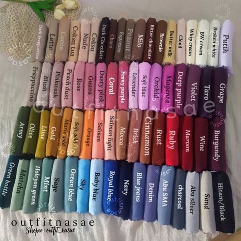 Abaya Colors, Colour Shade Card, Color Names Chart, Hijab Colors, Color Knowledge, Stile Hijab, Colour Combinations Fashion, Color Mixing Chart, Shade Card