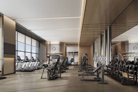 Hotel Fitness Interior, Gym Hotel Design, Hotel Gym Design, Spa Hammam, Wtc 3 Marriott Hotel, Marriott Hotels Rooms, Fitness Center Design, Yoga Room Design, Small Home Gym Ideas