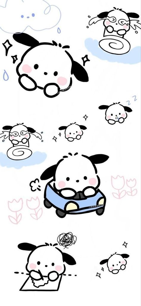 Blue Pochacco Wallpaper, Pochaco Wallpaper Cute, Pochacco Wallpaper Iphone, Cinamoroll Wallpaper, Pochacco Wallpaper, Cute Pochacco, Iphone Wallpaper Kawaii, Iphone Lockscreen Wallpaper, Hello Kitty Drawing