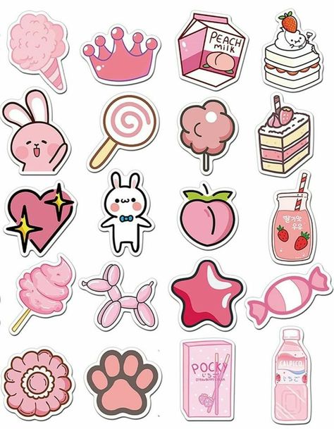 Pola Jaring, Pink Stickers, Sticker Design Inspiration, Homemade Stickers, Cute Easy Doodles, Scrapbook Printing, Cute Laptop Stickers, Scrapbook Stickers Printable, Cute Doodles Drawings