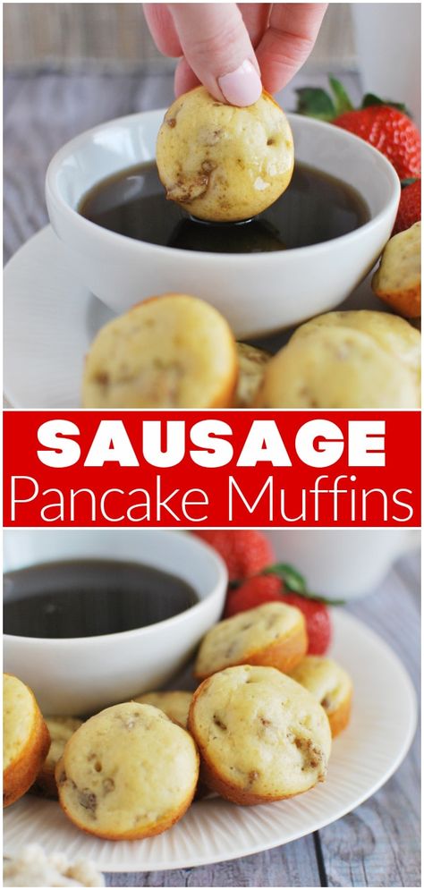 Breakfast Quick On The Go, Mini Mcgriddle Bites Cooking In The Midwest, Stuff Pancakes Breakfast Ideas, Pancake Prep Breakfast Recipes, Pancake Muffins With Bisquick, Sausage And Pancake Dunkers, Breakfast Pancake Bites, Maple Sausage Pancake Muffins, Pancake Muffins With Bacon