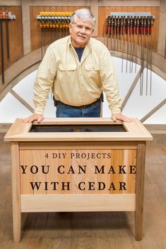 Are you looking for a new project to tackle outside using cedar? We’ve rounded up four DIY wood projects that will enhance your outdoor living space. #Cedar #DIY Cedar Wood Ideas, Cedar Projects Diy, Cedar Wood Crafts, Cedar Board Projects, Cedar Wood Projects Diy Ideas, Wood Projects That Sell Ideas, Cedar Wood Projects Diy, Pallett Ideas, Woodworking Projects Easy