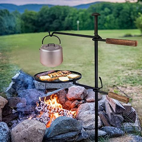 Amazon.com: BreeRainz Swivel Campfire Grill,360 Degree Adjustable Camp Grill Over Fire Pit Grill,Multipurpose Cooking Equipment for Camping Outdoor BBQ : Patio, Lawn & Garden Backyard Party Lighting, Campfire Cooking Equipment, Fire Pit Grill Grate, Camp Grill, Barbecue Camping, Campfire Grill, Fire Pit Cooking, Open Fire Cooking, Outdoor Bbq Kitchen