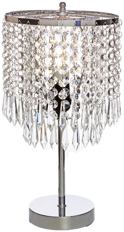 Chrome Living Room, Hollywood Glam Living Room, Glam Lamps, Small Crystal Chandelier, Beaded Lampshade, Crystal Floor Lamp, Silver Table Lamps, Silver Lamp, Crystal Table Lamp