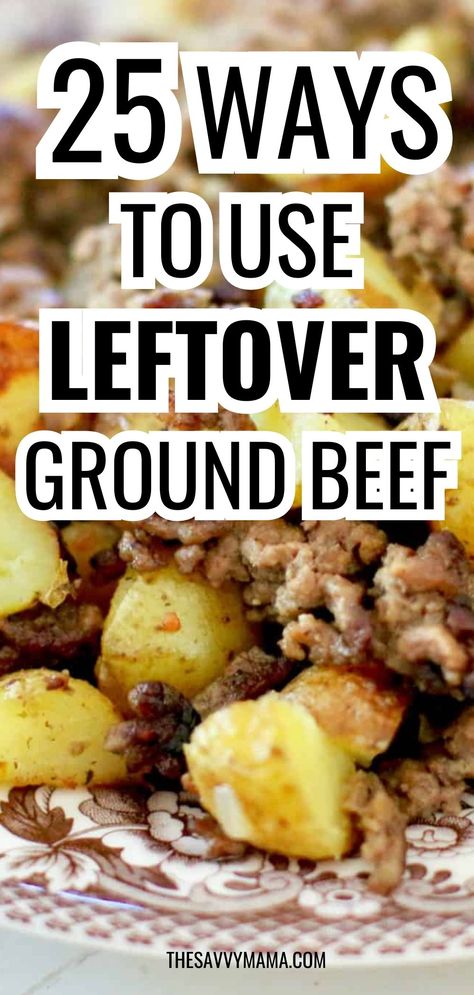 Looking for a fantastic dinner idea? Try these leftover ground beef recipes! Perfect for weeknight meals, you'll find delicious options that pair wonderfully with pasta and rice. From simple skillets to hearty casseroles, transform your leftovers into a satisfying and flavorful dinner. Discover how to make mealtime both effortless and delicious! Meals With Leftover Ground Beef, Ground Beef Uses, Recipes With Leftover Ground Beef, What To Make With Cooked Ground Beef, What To Do With Leftover Ground Beef, Uses For Ground Beef, Browned Ground Beef Recipes, Leftover Pulled Beef Recipes, Half Pound Ground Beef Recipes