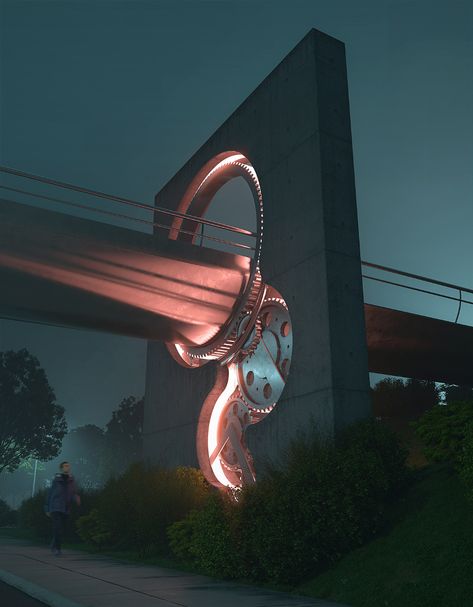 Cyberpunk Bridge, Scda Architects, Futuristic Lighting, Nordic Office, Gear Mechanism, Huge Truck, Motion Images, Real Estate Management, Urban Village