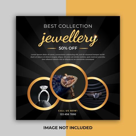 Jewelry Social Media Post, Square Flyer Design, Jewelry Social Media, Jewelry Banner, Photoshop Tutorial Typography, Poster Design Layout, Creative Design Agency, Flyer Design Layout, Social Media Advertising Design