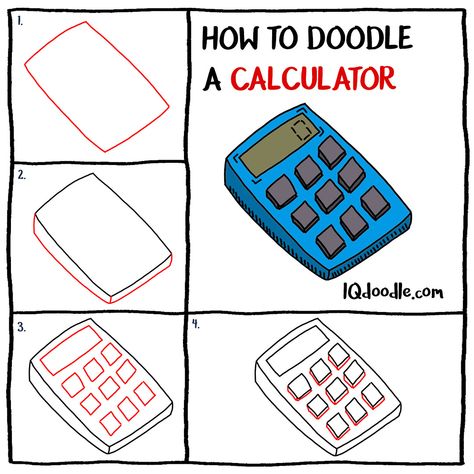 Calculator Drawing, Draw Calculator, Art Projects Easy, Draw School, Cute Tutorial, How To Doodle, Draw Doodles, Doodle A, Doodle Paint