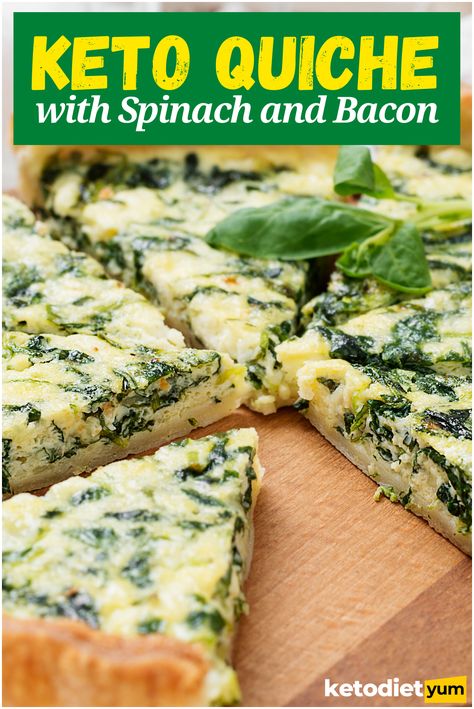 Quiche With Spinach, Low Carb Quiche, Keto Quiche, Diet Dinner Recipes, Keto Lunch Ideas, Keto Diet Breakfast, My Favorite Recipes, Quiche Recipe, Spinach And Cheese