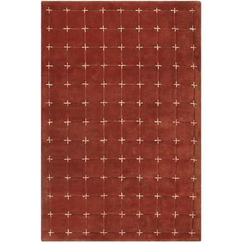 This Handmade Rug from the Brook collection by Surya will enhance your home with a perfect mix of form and function. The features include a Rust/Light Beige finish applied by experts.   Product Features Include: Brand: Surya  Collection: Brook  SKU: BKO2334-810  UPC: 889292624121  Category: Area Rug  Finish: Rust/Light Beige  Material: Face: 100% Wool  Length: 120.00  in.  Width: 96.00  in.  Backplate/Canopy Width: 0.00  in.  Backplate/Canopy Length: 0.00  in.  Weight: 67.00  lb. Rust Colored Rugs, Area Rug Red, Tschudi Rug, Red Round Rug, Checked Rug Bedroom, Burgundy Rug Living Room, Red Cream Color Palette, Nordic Knots Rug, Rug Inspo Bedroom