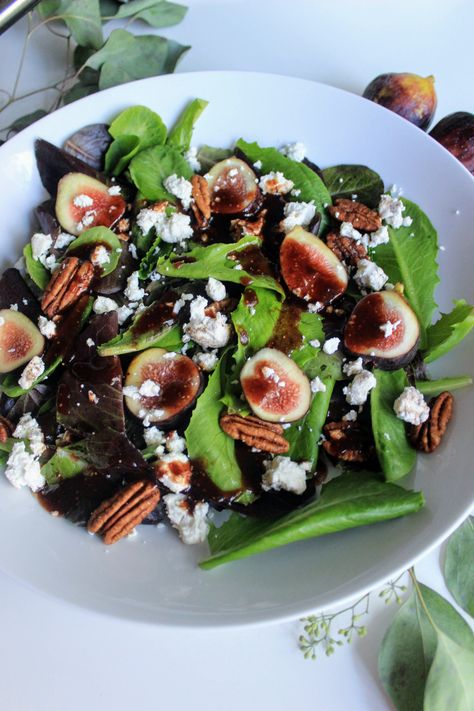 Fig Balsamic Salad, Fig Feta Salad, Summer Fig Burrata Salad, Balsamic Salad Ideas, Salad Recipes With Figs, Salads With Figs, Salad With Fig Balsamic Dressing, Fresh Fig Salad, Salad With Fresh Figs