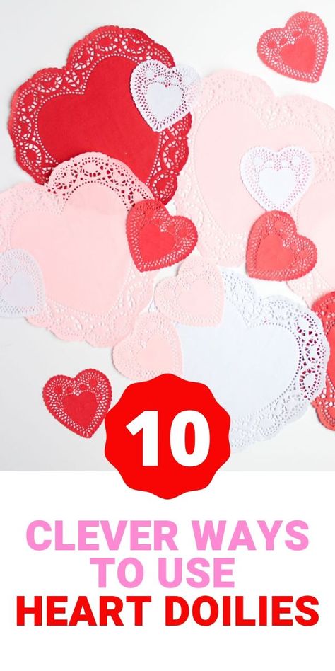 10 Clever Ways to Use Paper Heart Doilies #doiles #heartdoilies #papercrafts #valentinecrafts #valentinesdaycrafts #heartcrafts Paper Hearts For Valentines Day, Paper Heart Ideas, Valentines With Doilies, Valentines Dollies, Heart Paper Crafts Valentine Ideas, Valentine Dollie Crafts, Heart Doilies Crafts For Kids, Heart Shaped Doilies Crafts, Paper Dollie Crafts