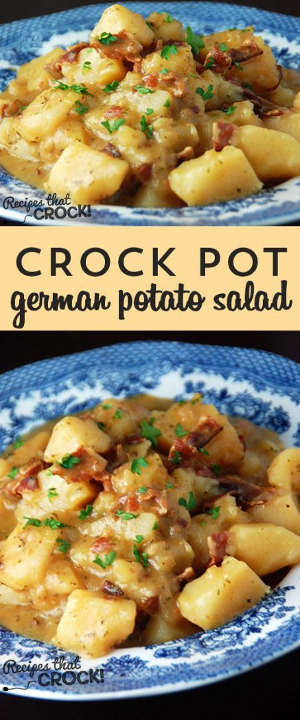 Delicious German Potato Salad for you crock pot! German Potato Salad Crock Pot, German Potato Salad Recipe, Crock Pot Potatoes, German Potato, German Potatoes, Resep Salad, German Potato Salad, Potato Salad Recipe, Crockpot Dishes