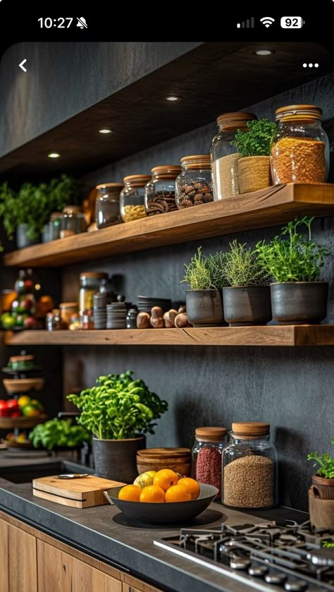 Kitchen Shelf Ideas, Desain Pantry Dapur, Kitchen Shelf Decor Ideas, Modern Scandinavian Kitchen, Muted Earth Tones, Kitchen Shelf Decor, Rattan Baskets, Whitewashed Wood, Desain Pantry