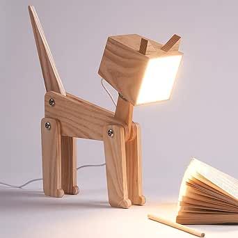 Aesthetic Meaning, Unique Bedside Tables, Wooden Desk Lamp, Wooden Lamps Design, Nordic Table, Dog Lamp, Cat Lamp, Traditional Light, Boy Girl Bedroom