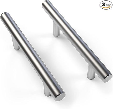 Mega Handles 35 Pack I Cabinet Pulls 5 Inch, Stainless Steel Cabinet Handle Pulls I Ideal for Kitchen Drawer, Cabinets, Door, Cupboard I Hardware for Cabinets - Hole Distance 3 Inch - Satin Nickel - Amazon.com Different Cabinet Styles, Types Of Cabinet Doors, Hardware For Cabinets, Curved Cabinets, Stainless Steel Cabinet, Kitchen Cabinet Drawers, Stainless Steel Cabinets, Old Cabinets, Steel Cabinet