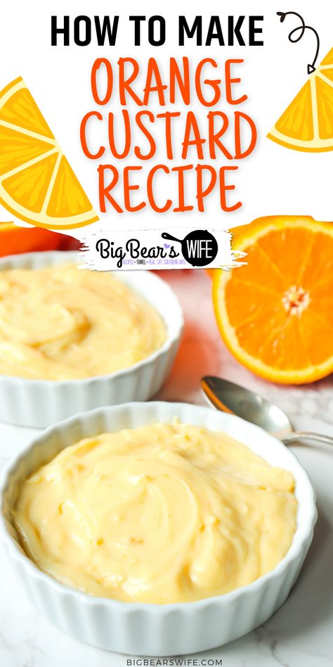 Orange Dessert Recipes, Orange Pudding Recipe, Homemade Custard Recipe, Fruit Custard Recipe, Orange Custard, Pudding Homemade, Orange Pudding, Orange Recipes Dessert, Bird's Custard