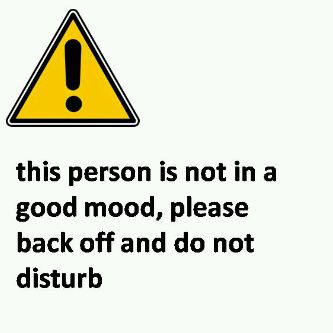 This person is not in a good mood, please back off and do not disturb Do Not Disturb Quotes, Had A Bad Day, Healthy Mood, Idee Cricut, Warning Sign, Bio Quotes, Do Not Disturb, Snap Quotes, Bad Mood