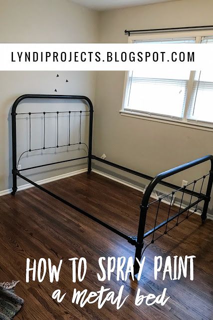 Lyndi's Projects: How To Paint a Metal Bed Frame Spray Paint Iron Bed Frame, Brown Metal Bed Frame Bedroom Ideas, Paint A Metal Bed Frame, How To Paint Iron Bed Frame, Paint Iron Bed Frame, How To Paint A Brass Bed, How To Paint A Metal Bed Frame, Metal Bunk Bed Makeover Diy, Repaint Metal Bed Frame