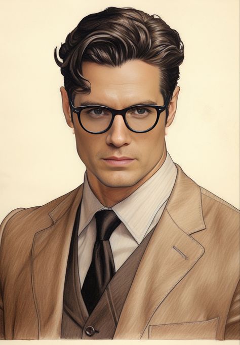 Clark Kent Glasses, Clark Kent Comic Icons, Clark Kent Art, Superman Clark Kent, Superman Hair, Henry Cavill Superman, Henry Superman, Superman Story, Superman Wallpaper