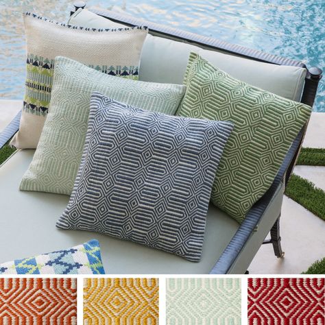 Loloi Pillows, Aqua Pillows, Alexander Home, Sofa Pillows Arrangement, Summer Pillows, Pillow Arrangement, Geometric Throw Pillows, Red Sofa, Modern Throw Pillows