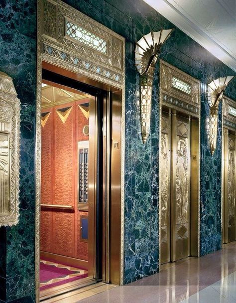 Art Deco Lobby, Interior Art Deco, Architecture Art Nouveau, Chicago Interiors, Art Deco Aesthetic, Art Deco Hotel, Art Deco Interior Design, Art Deco Decor, Chicago Art