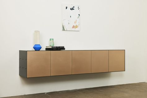 Connect, Floating Credenza - New Format Studio Floating Media Cabinet, Floating Credenza, Floating Cabinet, Floating Cabinets, Office Workplace, Media Cabinet, Brass Door, Modern Forms, Black Steel