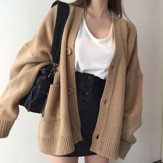 Khaki Cardigan, Casual Chique Stijl, Plain Cardigan, Style Désinvolte Chic, Outfit Cardigan, Style Casual Chic, Áo Len Cardigan, Pullover Outfit, Cute Cardigans