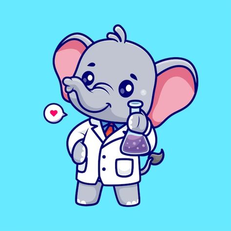 Catalyststuff | Freepik Scientist Cartoon, 2022 Wallpaper, Labs Art, Vector Icons Illustration, Animal Science, Cartoon Drawing, Cute Cartoon Animals, Cute Elephant, Cute Easy Drawings