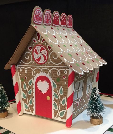 Carton Gingerbread House, Gingerbread House Mailbox Diy, 3d Cardboard Gingerbread House, Card Board Gingerbread House, Cardboard Ginger Bread House, Card Board Gingerbread House Ideas, Cardboard Gingerbread House Ideas, Gingerbread House Ideas Cardboard, Alternative Gingerbread House Ideas