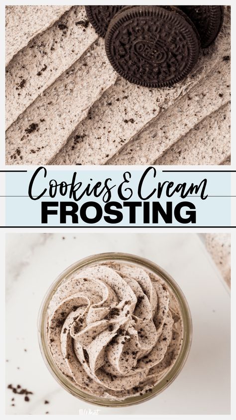 Gluten Free Cookies and Cream Frosting (Oreo Frosting) Cookies And Cream Frosting Recipe, Chocolate Oreo Frosting, Cookies N Cream Frosting, Cookie And Cream Frosting, Whipped Oreo Frosting, Oreo Cookie Frosting, Cookies And Cream Cake Filling, Oreo Icing Recipe, Gluten Free Oreo Dessert