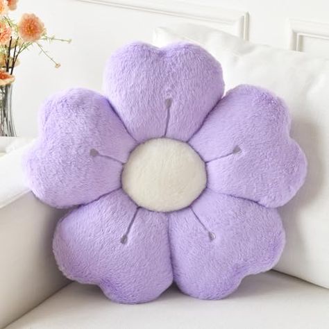 Lavender Bedroom Decor, Flower Shaped Pillow, Lilac Room, Daisy Pillow, Floor Seating Cushions, Flower Pillows, Floor Flower, Flower Plush, Purple Room Decor