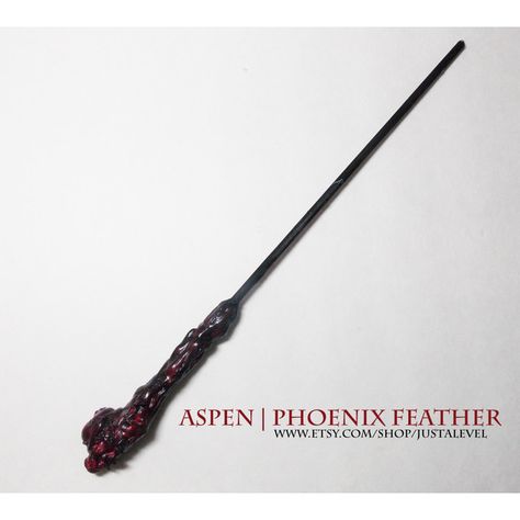 Blood Magic Wand Inspired by Harry Potter(Aspen ❤ liked on Polyvore featuring home, home decor, handmade home decor and inspirational home decor Homemade Wands, Hp Wands, American Wizarding School, Harry Potter Book Series, Wand Designs, Garrick Ollivander, Wand Diy, Blood Magic, Phoenix Feather