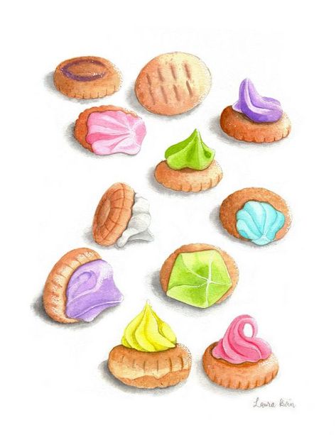 Singapore Food Drawing, Singapore Food Illustration, Singapore Graphic Design, Biscuits Illustration, Miniature Business, Foods Drawing, Bagoong Alamang, Iced Gems, Food Sketch