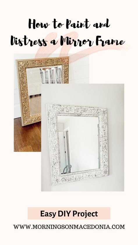 How to paint and distress a mirror frame #painting #fusionmineralpaint #diyhomedecor #diyprojects #mirror Redo Mirror Frame, Mirror Mantle Decor, Distress Mirror, Refinished Mirror, Mirror Frame Painting Ideas, Redo Mirror, Refurbished Mirror, Distressed Mirror Frame, Mirror Mantle