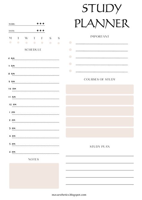 Free Study Planner, Study Planner Free, Study Planner Printable Free, Study Planning, Printable To Do List, Study Planner Printable, Bullet Journal How To Start A, Medical School Studying, Day Planner Design