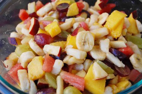 All time favourite, Fruit Chat.  #fruitsalad #fruitchat Essen, Hawaiian Potato Mac Salad Recipe, Fruit Chat, Fruit Dressing, Mac Salad Recipe, Citrus Sauce, Amazing Salads, Dressing For Fruit Salad, Whats Cooking