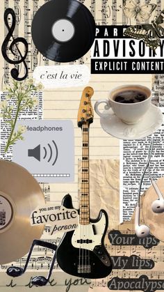 Music Stickers Aesthetic Vintage, Film Collage Aesthetic, Aesthetic Music Wallpaper Iphone, Collage Wallpaper Music, Music Wallpaper Collage, Aesthetic Guitar Wallpaper, Cute Retro Wallpaper, Music Stickers Aesthetic, Music Collage Art