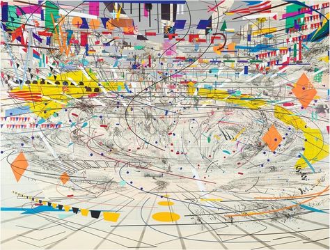 Julie Mehretu, Lines And Shapes, Abstract Painting, Dots, White, Art