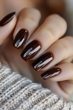 Autumn Nails 2024 Square, 2024 Nail Inspo Square, Neutral Fall Nails Gel, Brown Nails Simple, Nails For September, Short Fall Nail Ideas, September Nails Art, November Nails Colors, November Nails Fall